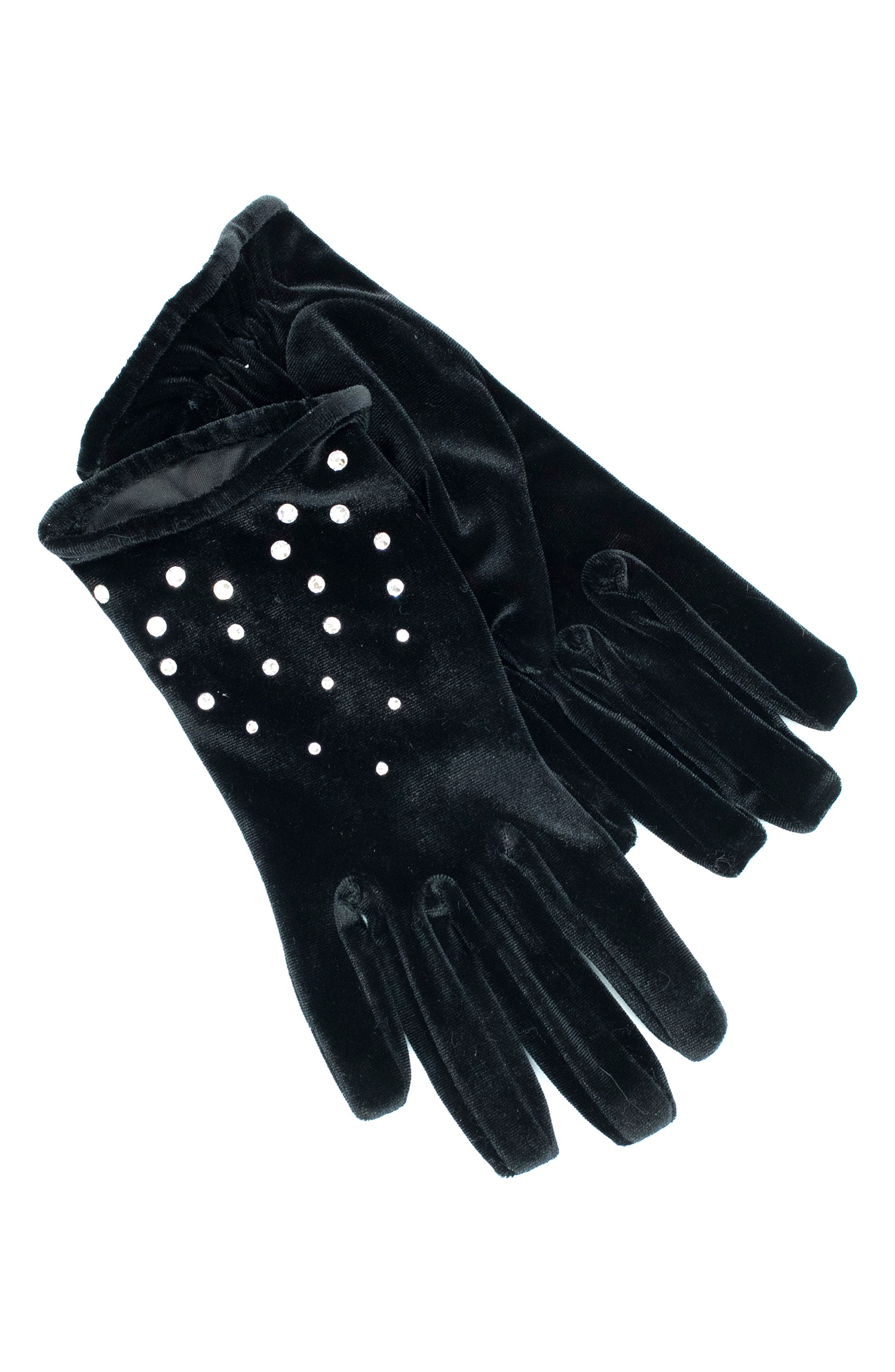 Portolano Crystal Embellished Velvet Gloves