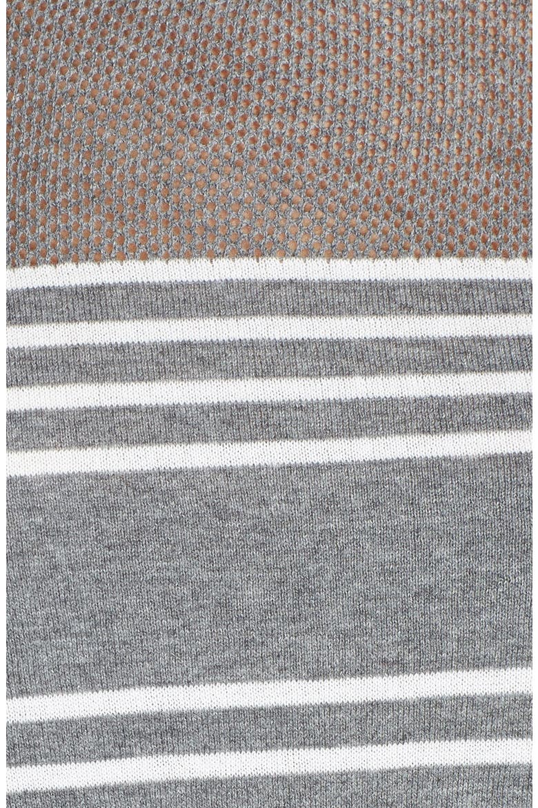 Mesh Yoke Pullover, Alternate, color, GREY/ CREAM STRIPE