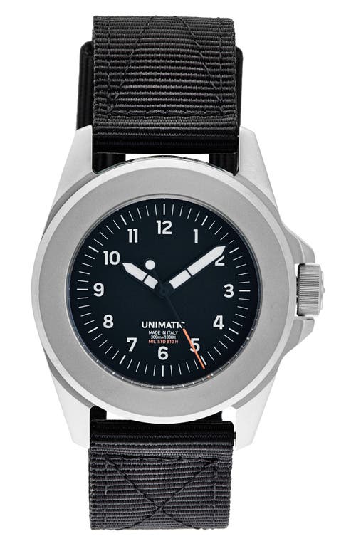 Unimatic Modello Quattro Toolwatch Ut4 Nylon Strap Diving Watch, 40mm In Black Steel