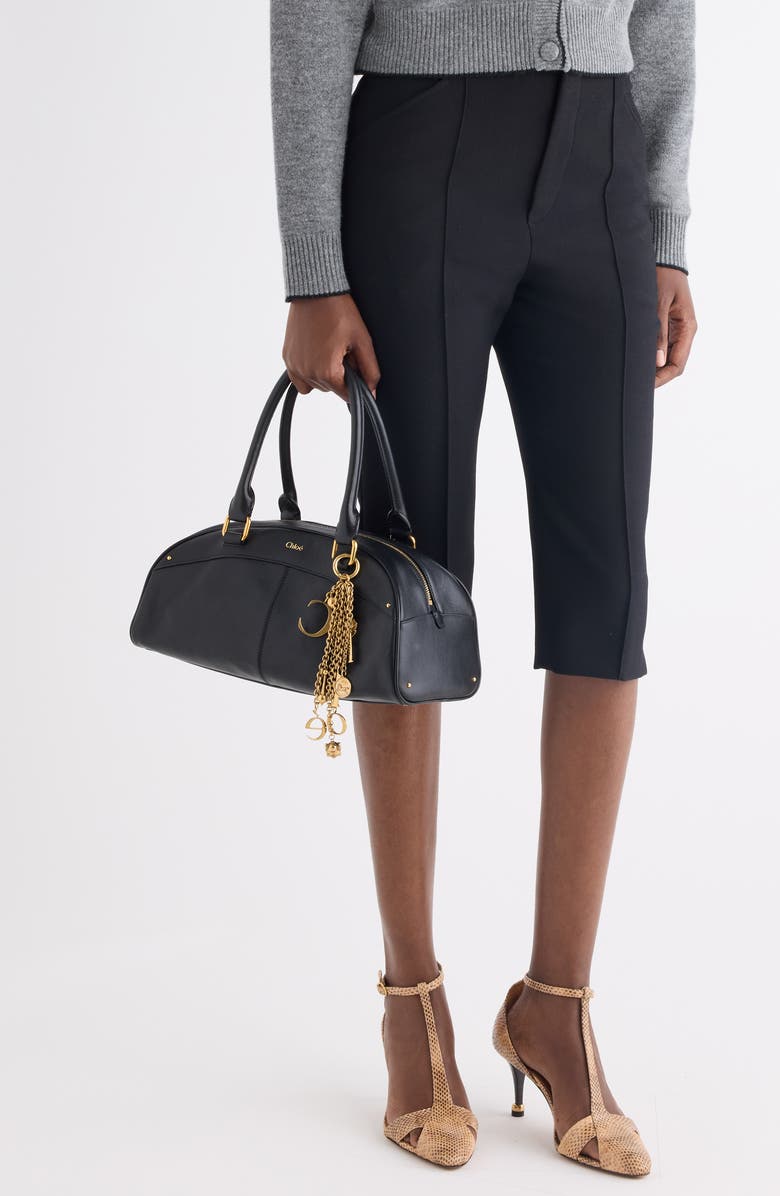 Chloé Bowling Leather Handheld Bag, Alternate, color, Black