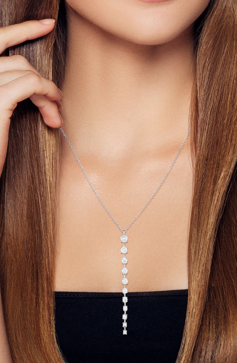 GLAZE JEWELRY Cubic Zirconia Lariat Necklace, Alternate, color, Silver