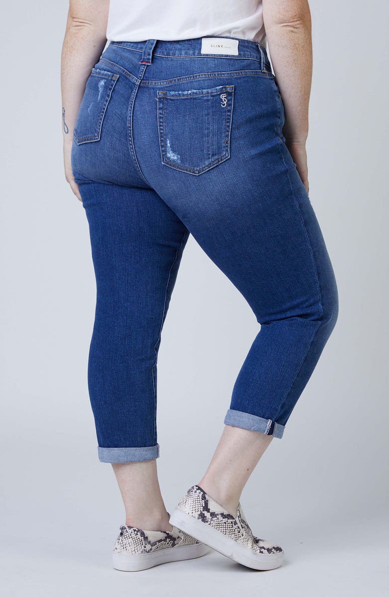 SLINK Jeans Distressed Roll Cuff Boyfriend Jeans, Alternate, color,