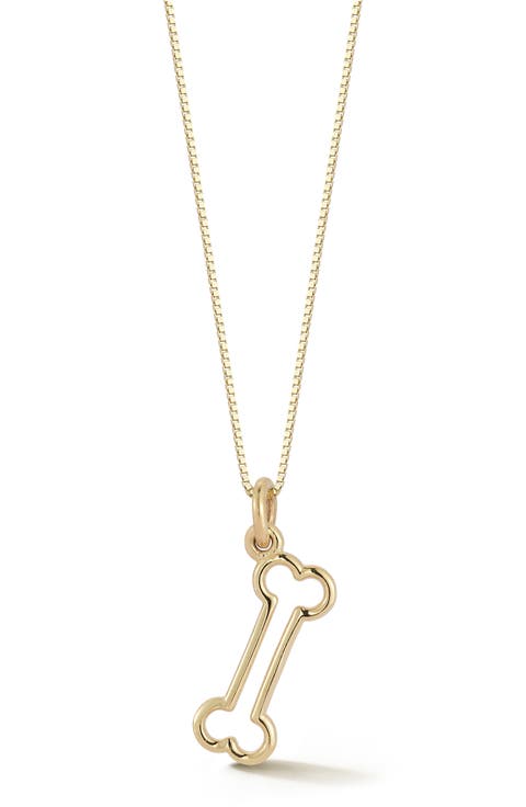 14K Gold Bone Pendant Necklace