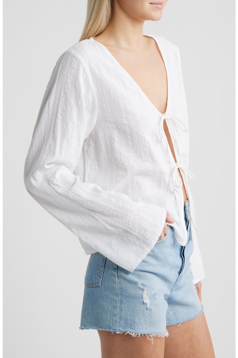 Haze Tie Front Top, Alternate, color, WHITE