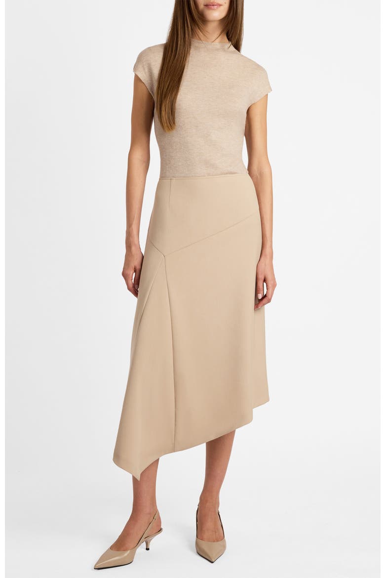 Myna Asymmetrical Midi-Length Skirt, Alternate, color, Sand