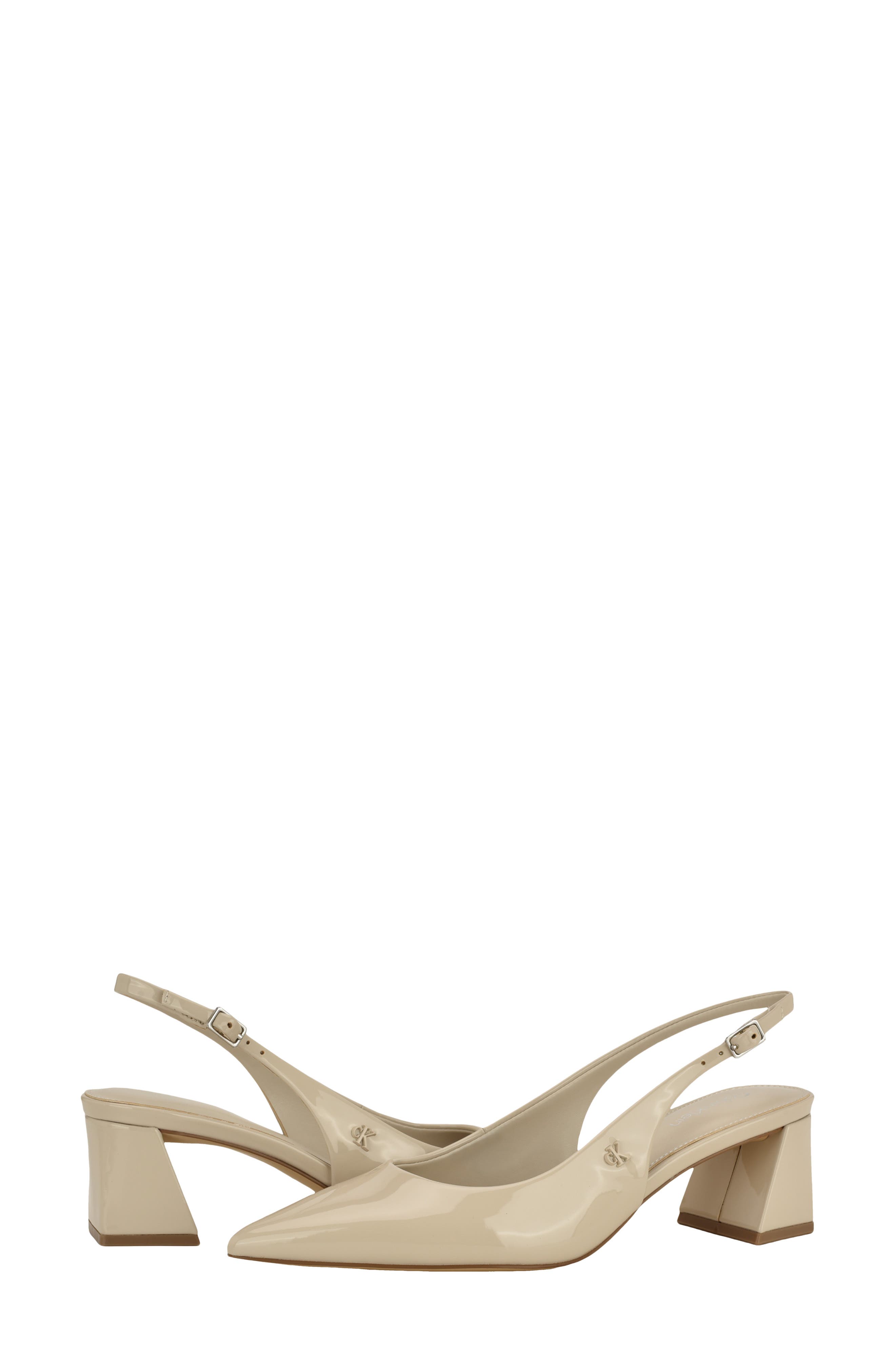 Sarra Slingback Pointed Toe Pump, Alternate, color, IVORY PATENT