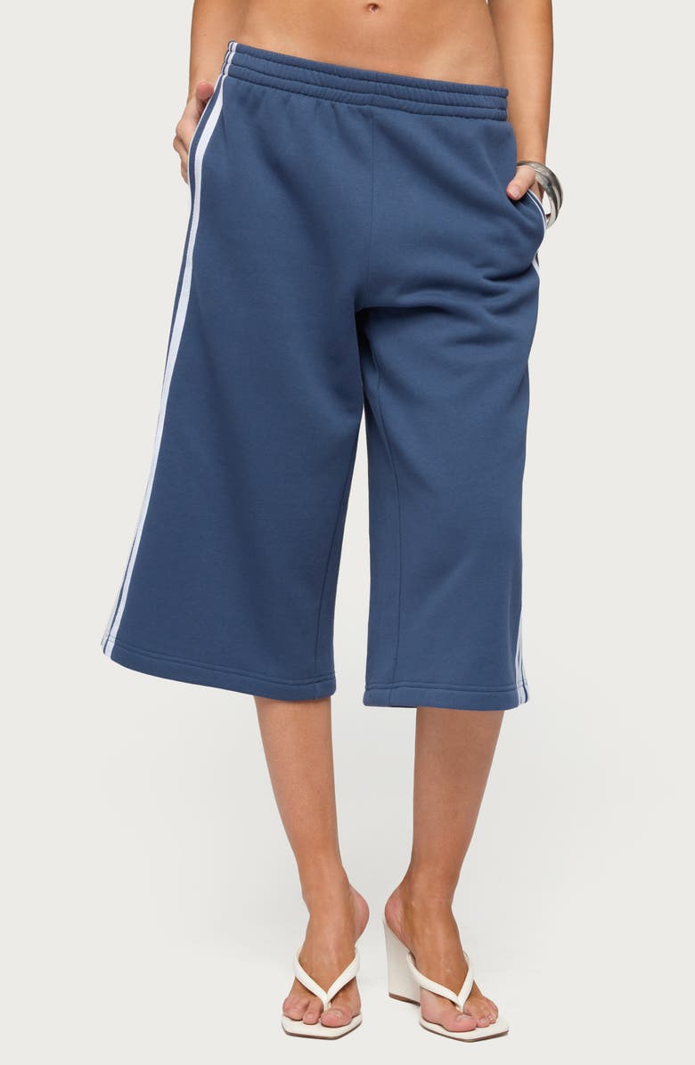EDIKTED Uma Side Stripe Bermuda Shorts, Main, color, Dark-Blue