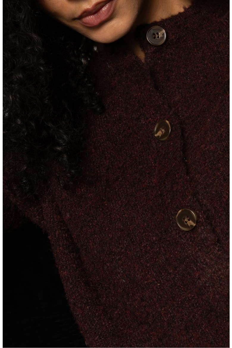 Bouclé Cardigan, Alternate, color, DARK CRIMSON RED