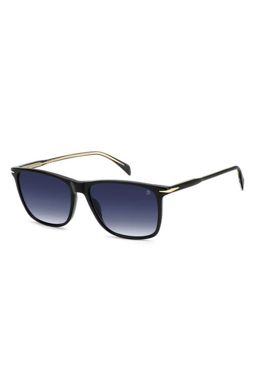 David Beckham Eyewear 1219/s/us 57mm Gradient Rectangular Sunglasses In Black