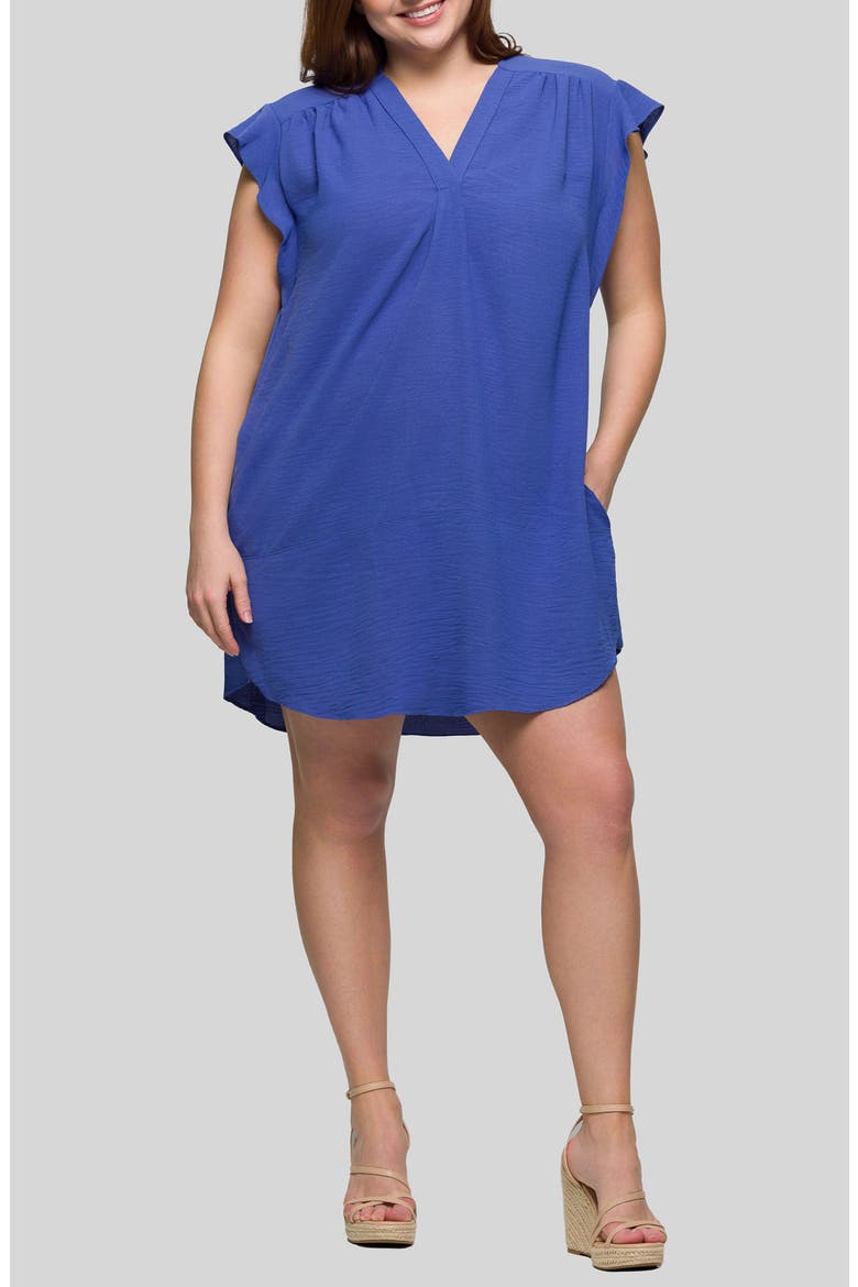 Flutter Cap Sleeve Shift Dress, Main, color, BLUE