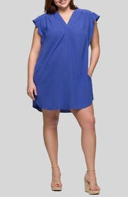 24seven Comfort Apparel Flutter Cap Sleeve Shift Dress