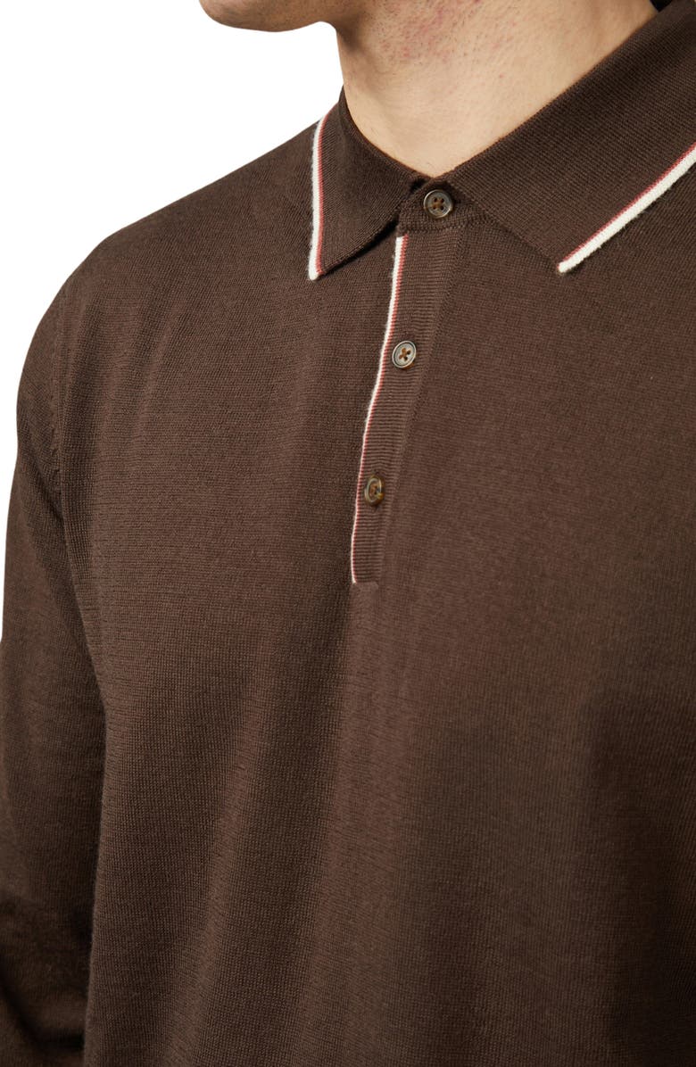 Ben Sherman Tipped Long Sleeve Polo Sweater, Alternate, color, 
