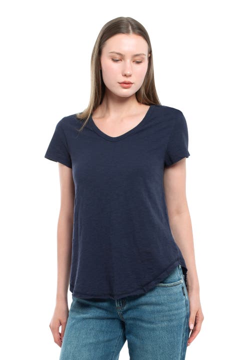 Short Sleeve Shrunken V-Neck Shirttail Top