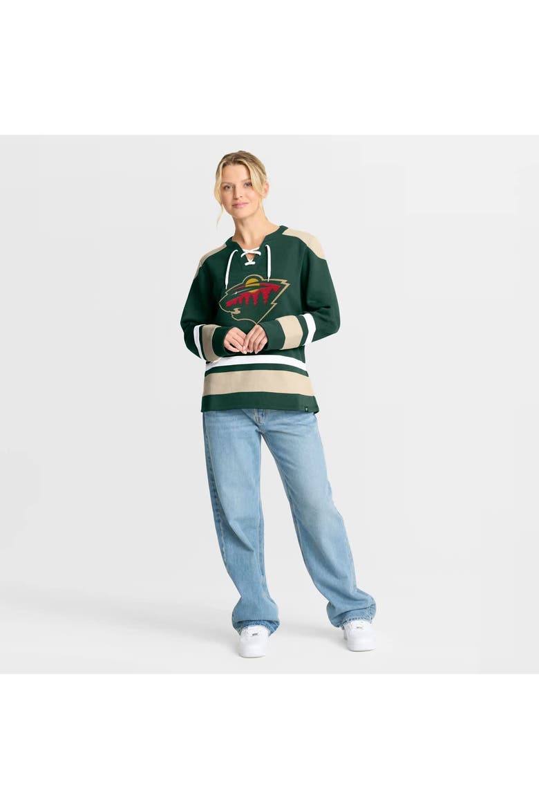 Women's Fanatics  Green Minnesota Wild Icing Long Sleeve Lace Up Sweatshirt, Alternate, color, Green