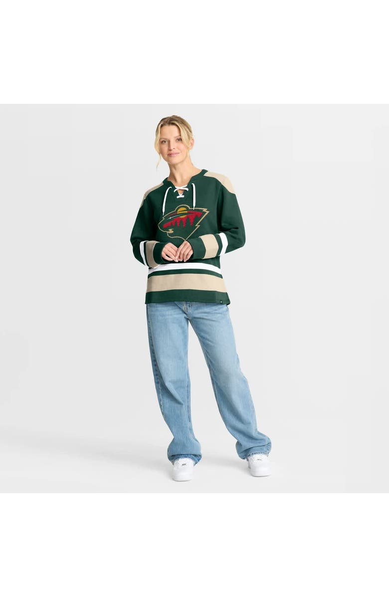 FANATICS Women's Fanatics  Green Minnesota Wild Icing Long Sleeve Lace Up Sweatshirt, Alternate, color, 