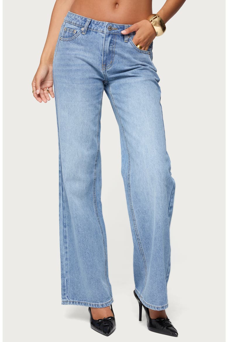Holly Mid Rise Straight Leg Jeans, Main, color, LIGHT-BLUE