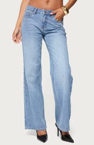EDIKTED Holly Mid Rise Straight Leg Jeans
