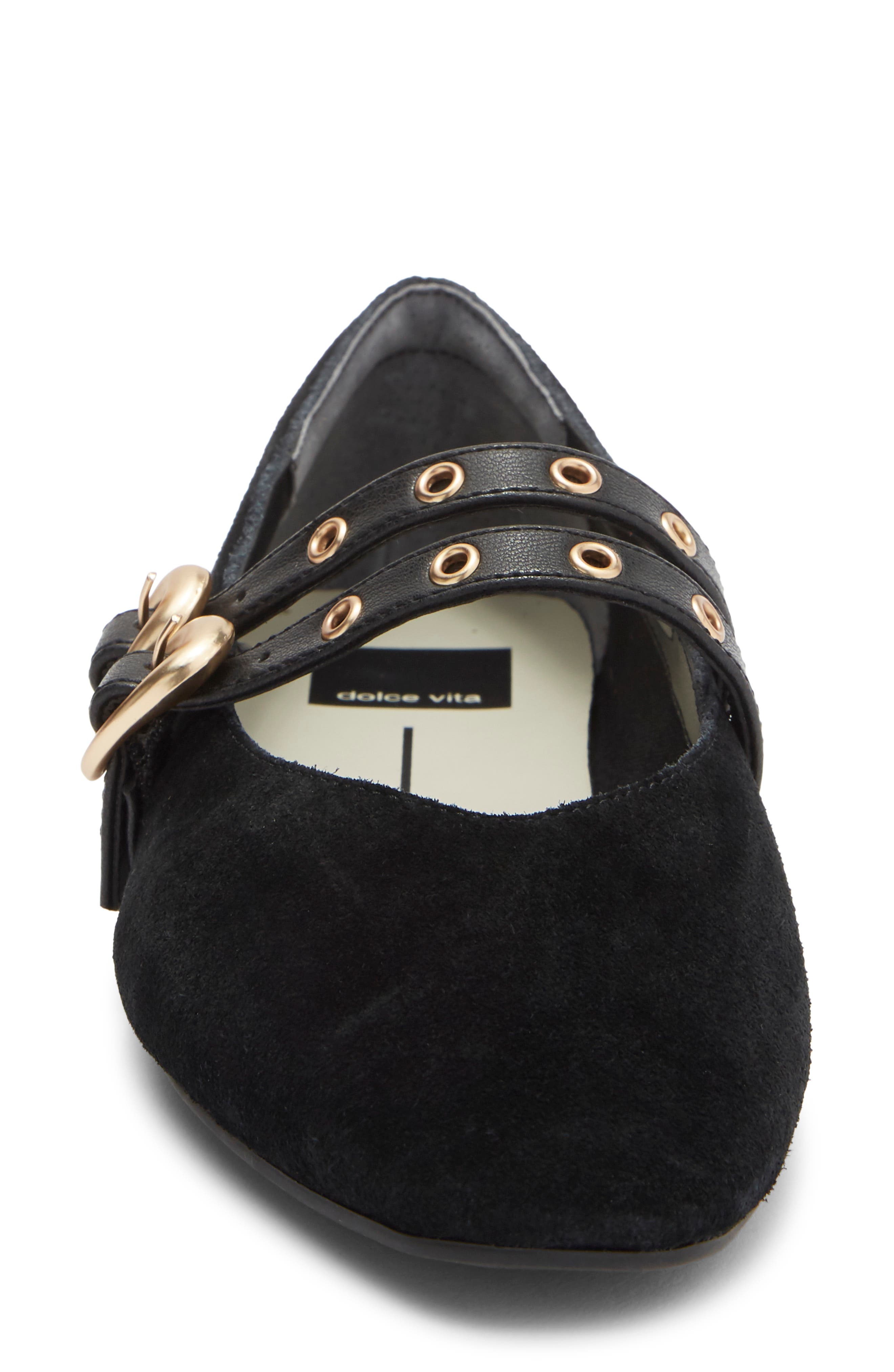 Alenia Grommet Mary Jane Flat, Alternate, color, ONYX SUEDE