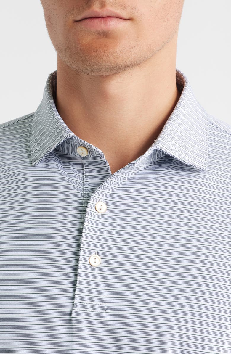 Peter Millar Daven Stripe Performance Jersey Polo, Alternate, color, White / Navy