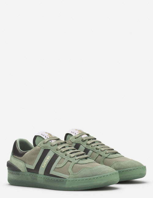 Lanvin Clay Sneakers In Green Suede And Fabric