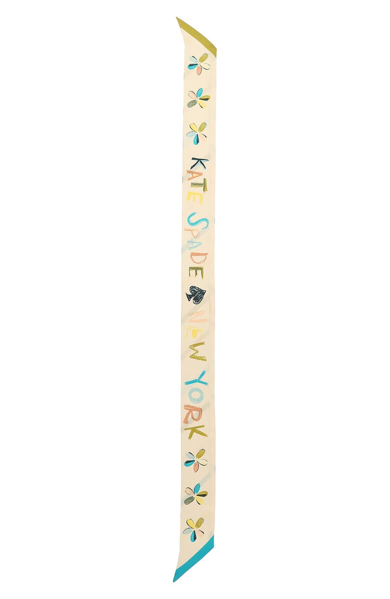 Kate Spade New York scribble silk skinny scarf, Main, color, Beige Multi