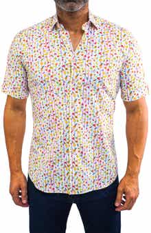 Maceoo Galileo Stretchfruits Multi Short Sleeve Performance Button-Up Shirt