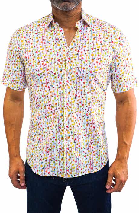 Maceoo Galileo Stretchfruits Multi Short Sleeve Performance Button-Up Shirt