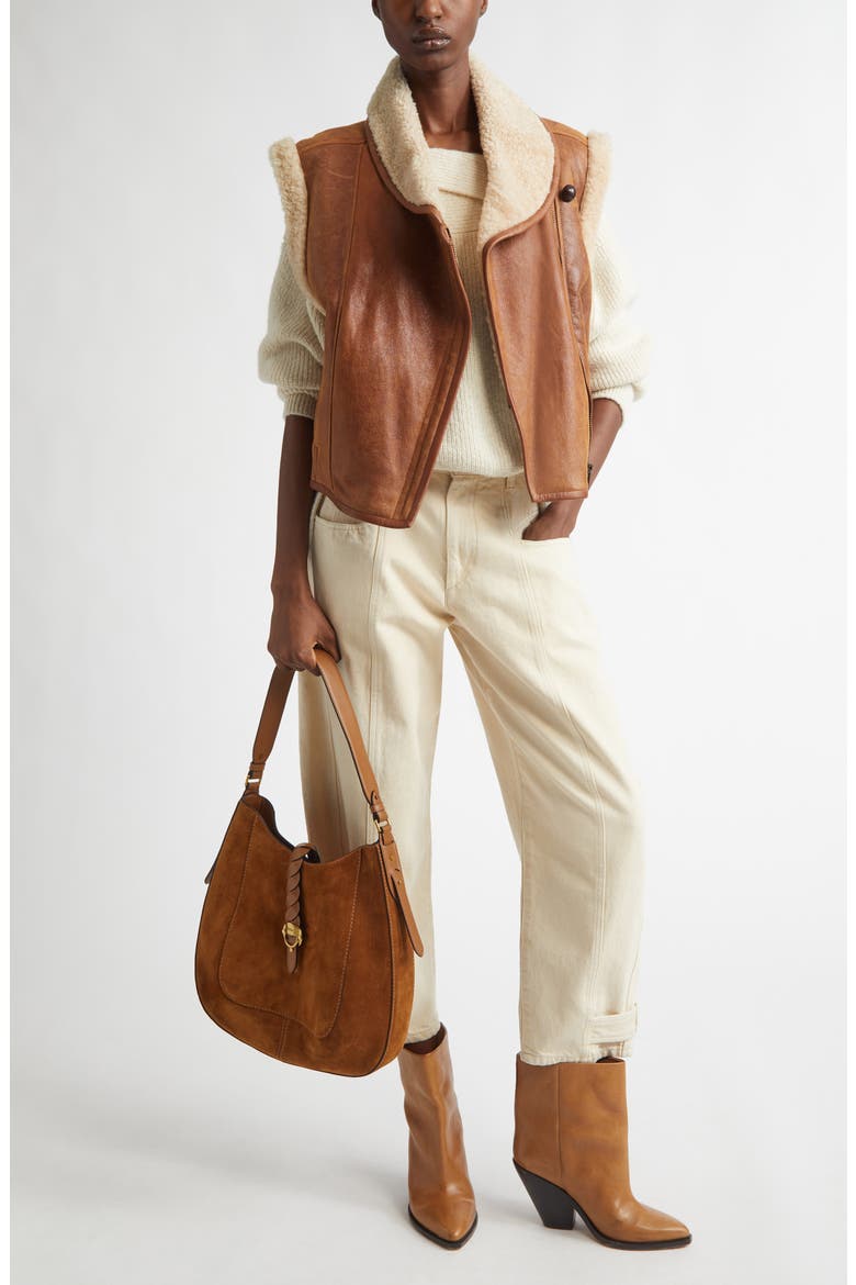 Alime Genuine Shearling Vest, Alternate, color, COGNAC