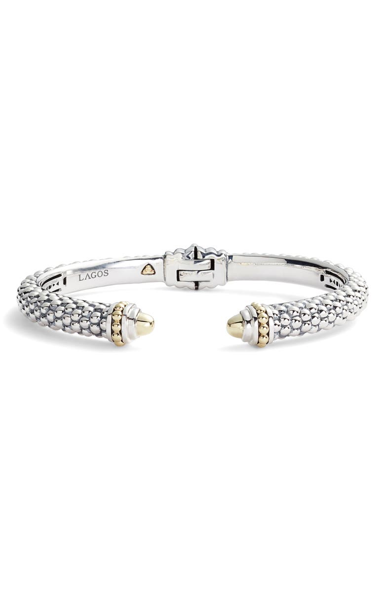 LAGOS Signature Caviar Hinge Cuff Bracelet, Main, color, Silver