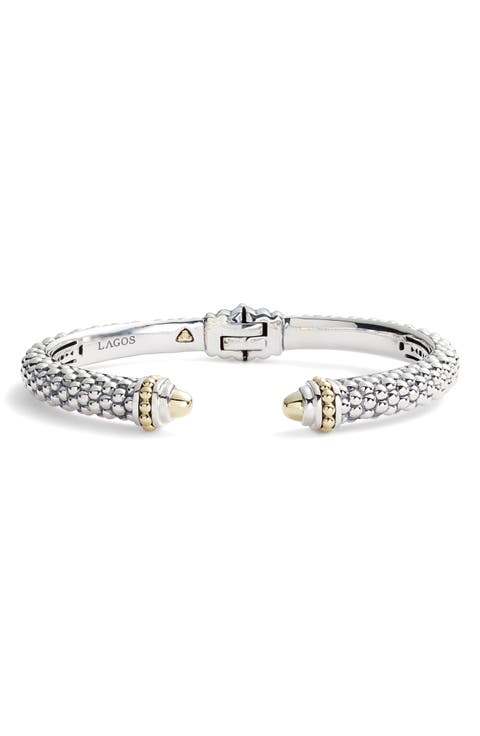 Signature Caviar Hinge Cuff Bracelet