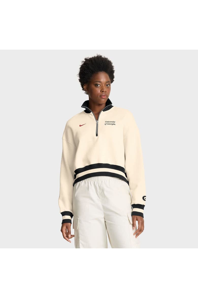 Women's Nike Tan Georgia Bulldogs Legacy Half-Zip Sweatshirt, Main, color, Cream