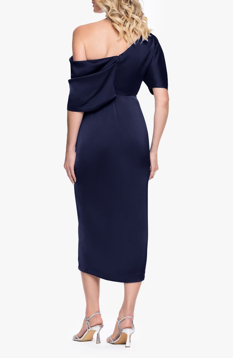 Betsy & Adam One-Shoulder Satin Cocktail Tulip Dress, Alternate, color,
