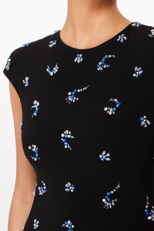 Jenny Packham Hydra Embellished Cap-sleeve Midi Dress In Black