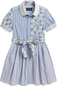 Polo Ralph Lauren Kids' Colorblock Short Sleeve Cotton Poplin Shirtdress
