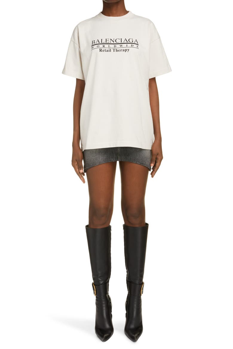 Unisex Retail Therapy Graphic Tee, Alternate, color, CHALKY WHITE/ BLACK