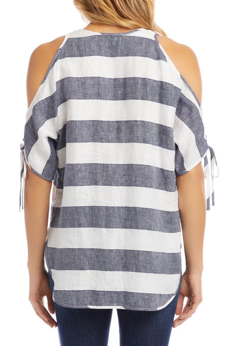 Cold Shoulder Tie Sleeve Top, Alternate, color, STRIPE