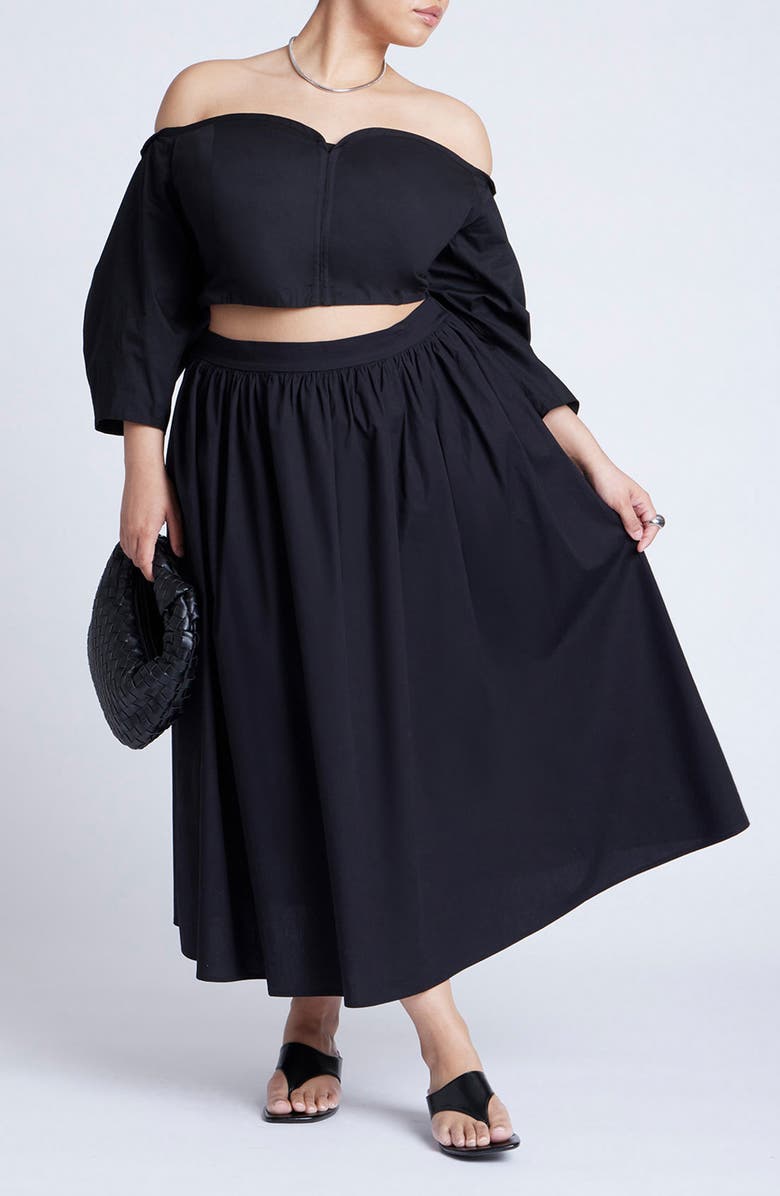 ELOQUII Smocked Off the Shoulder Crop Top, Alternate, color,