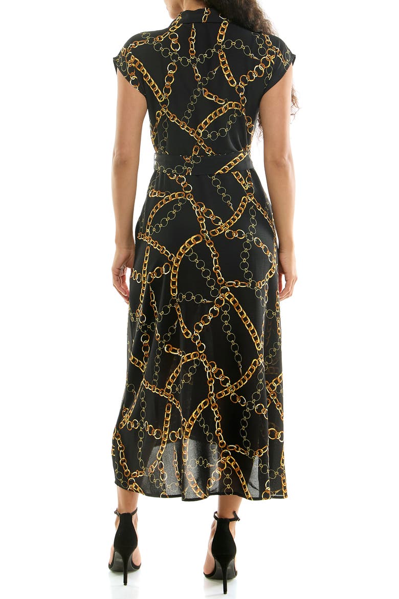Print Short Sleeve Shirtdress, Alternate, color, BLACK MULTI
