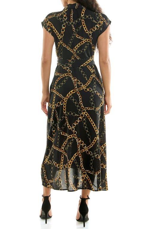 Nina Leonard Floral Short Sleeve Shirtdress In Black