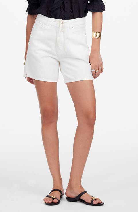Drawstring Waist Denim Shorts