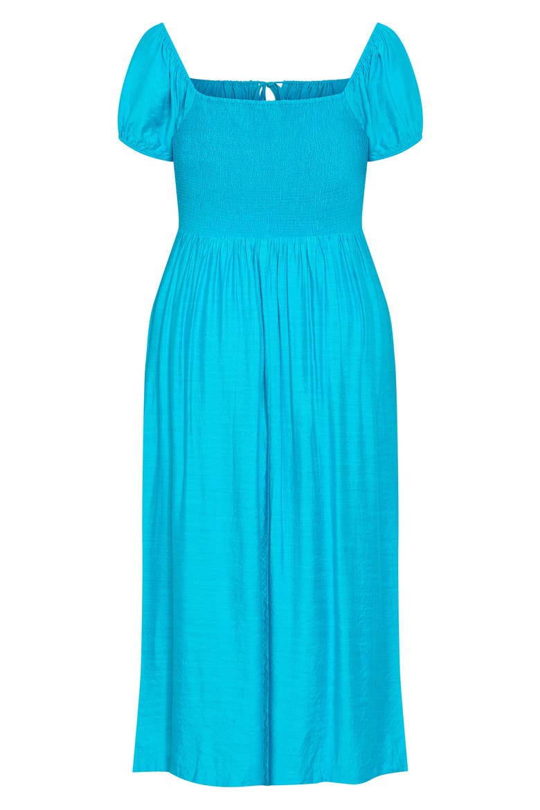 Abbigail Midi Peasant Dress, Alternate, color, AZURE