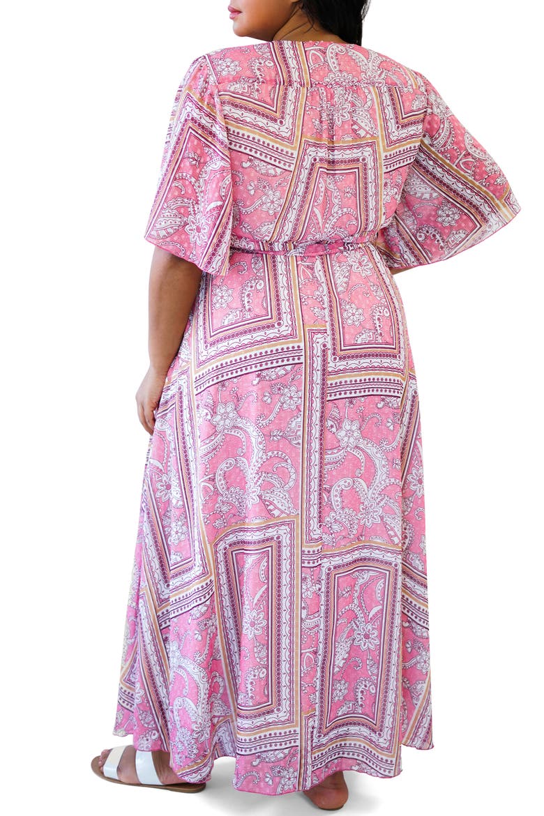 Print Wrap Maxi Dress, Alternate, color, PINK