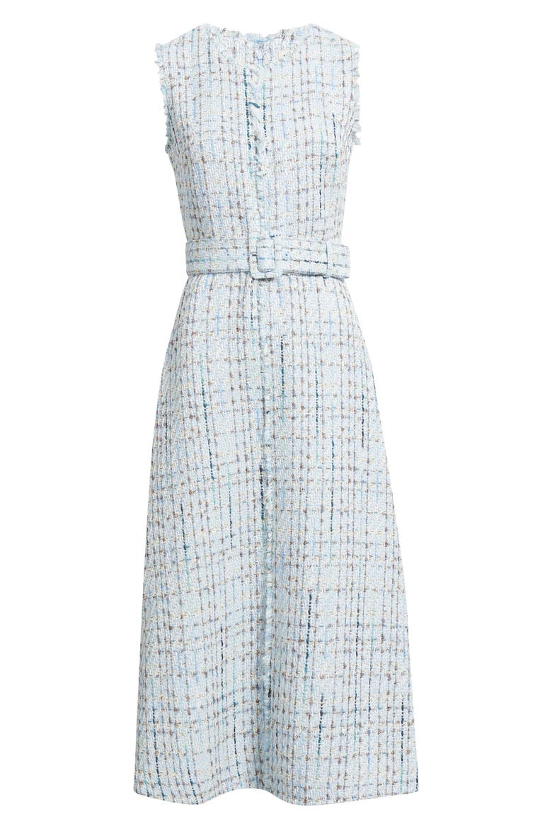 Center Seam Tweed Midi Dress, Alternate, color, SURF BLUE MULTI