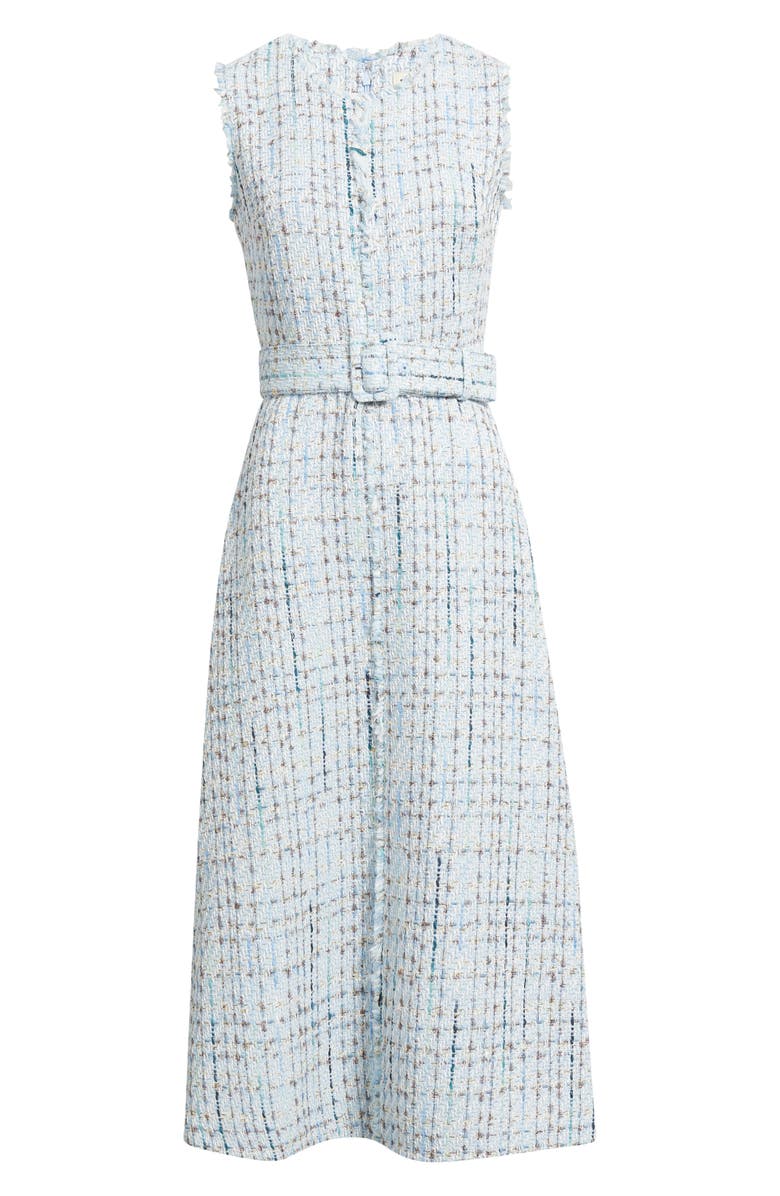 Anne Klein Center Seam Tweed Midi Dress, Alternate, color, Surf Blue Multi