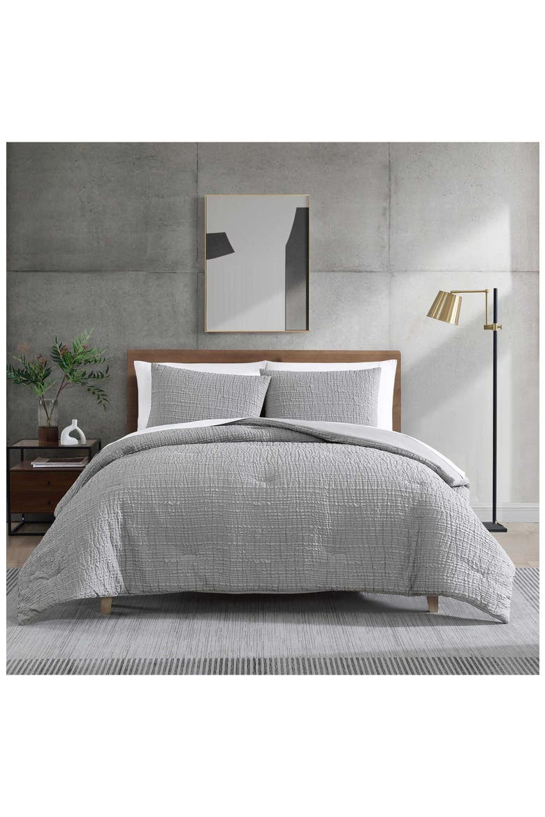 Serenity Wavy Lines Embossed Comforter Set, Alternate, color, GREY