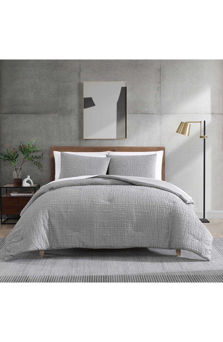 Kenneth Cole New York Serenity Wavy Lines Embossed Comforter Set, Alternate, color, Grey