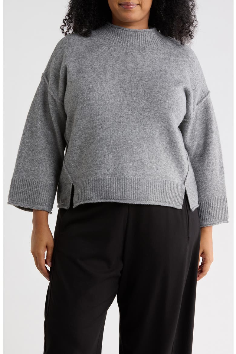 Exposed Seam Mock Neck Sweater, Main, color, H GREY