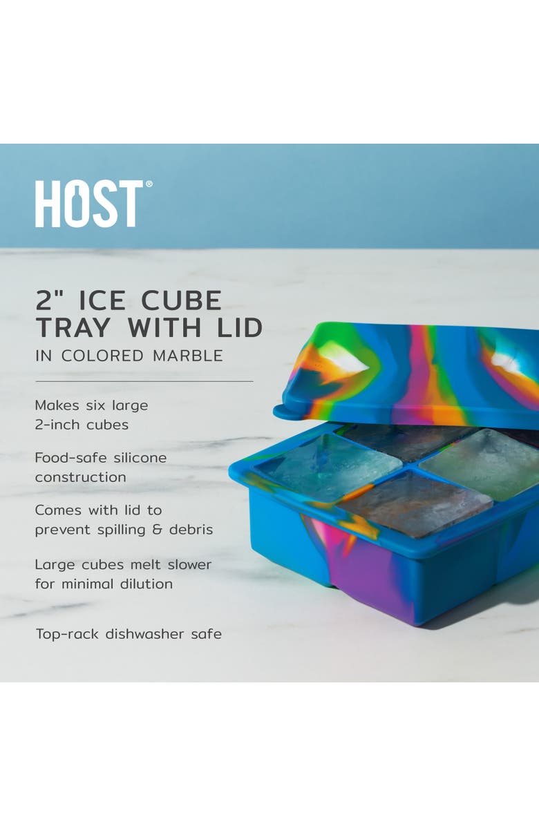 HOST 2" Ice Cube Tray with Lid, Alternate, color, Colored Marble