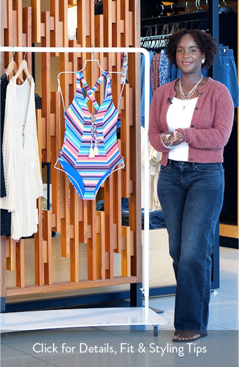 Vallarta Stripe Tassel Seersucker One-Piece Swimsuit, sales video thumbnail