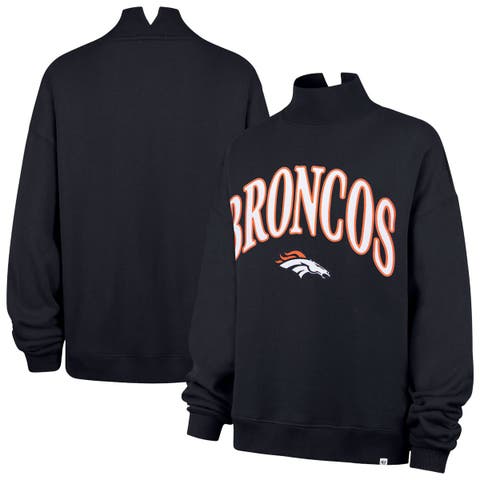 Women's '47 Navy Denver Broncos Oversized Vantage Mock Neck Sweatshirt